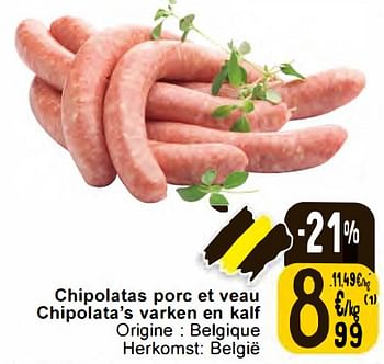 Promotions Chipolatas porc et veau - Produit maison - Cora - Valide de 20/02/2024 à 26/02/2024 chez Cora