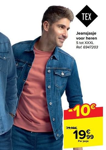 Promotions Jeansjasje voor heren - Tex - Valide de 21/02/2024 à 03/04/2024 chez Carrefour
