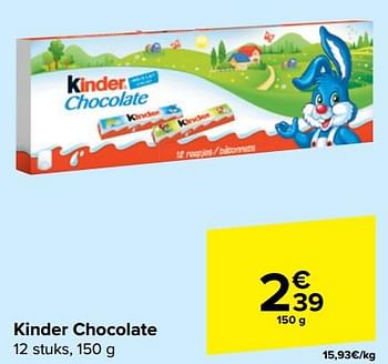 Promoties Kinder chocolate - Kinder - Geldig van 21/02/2024 tot 03/04/2024 bij Carrefour