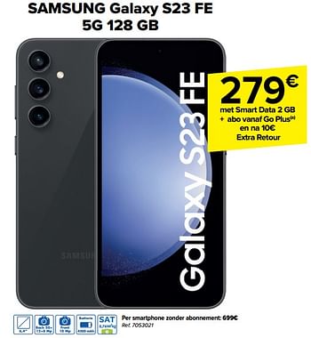 Promoties Samsung galaxy s23 fe 5g 128 gb smartphone - Samsung - Geldig van 21/02/2024 tot 03/04/2024 bij Carrefour