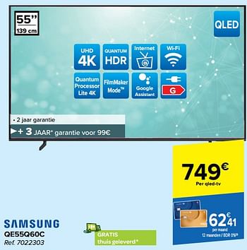 Promoties Samsung qled-tv qe55q60c - Samsung - Geldig van 21/02/2024 tot 03/04/2024 bij Carrefour