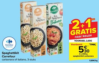 Promoties Spaghettikit carbonara - Huismerk - Carrefour  - Geldig van 21/02/2024 tot 03/04/2024 bij Carrefour