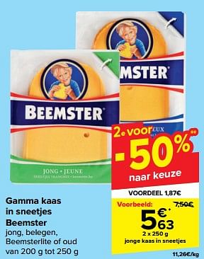 Promotions Beemster jonge kaas in sneetjes - Beemster - Valide de 21/02/2024 à 03/04/2024 chez Carrefour