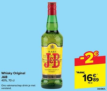 Promoties Whisky original j+b - J & B - Geldig van 21/02/2024 tot 03/04/2024 bij Carrefour