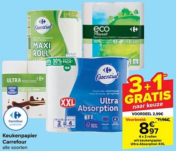 Promotions Wit keukenpapier ultra absorption xxl - Produit maison - Carrefour  - Valide de 21/02/2024 à 03/04/2024 chez Carrefour
