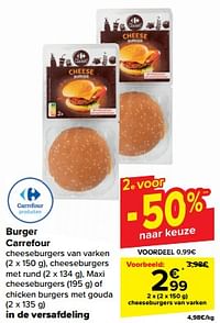 Cheeseburgers van varken-Huismerk - Carrefour 