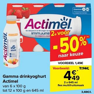 Promotions Drinkyoghurt actimel fles multifruitsmaak - Danone - Valide de 21/02/2024 à 03/04/2024 chez Carrefour
