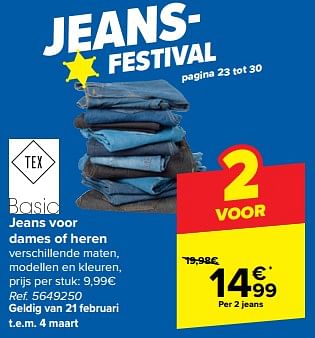 Promoties Jeans - Huismerk - Carrefour  - Geldig van 21/02/2024 tot 03/04/2024 bij Carrefour