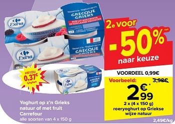 Promoties Roeryoghurt op griekse wijze natuur - Huismerk - Carrefour  - Geldig van 21/02/2024 tot 03/04/2024 bij Carrefour