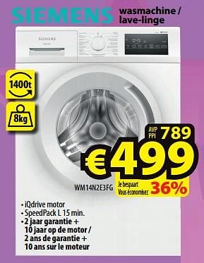 Promotions Siemens wasmachine - lave-linge wm14n2e3fg - Siemens - Valide de 21/02/2024 à 28/02/2024 chez ElectroStock