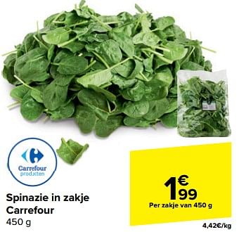 Promoties Spinazie in zakje carrefour - Huismerk - Carrefour  - Geldig van 21/02/2024 tot 03/04/2024 bij Carrefour