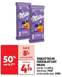 Tablettes de chocolat lait milka-Milka