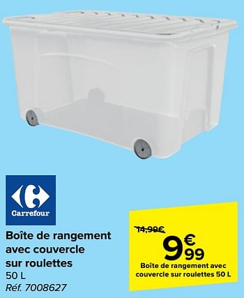 Promotions Boîte de rangement avec couvercle sur roulettes - Produit maison - Carrefour  - Valide de 21/02/2024 à 03/04/2024 chez Carrefour