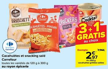 Promoties Cacahuètes grillées salées - Huismerk - Carrefour  - Geldig van 21/02/2024 tot 03/04/2024 bij Carrefour