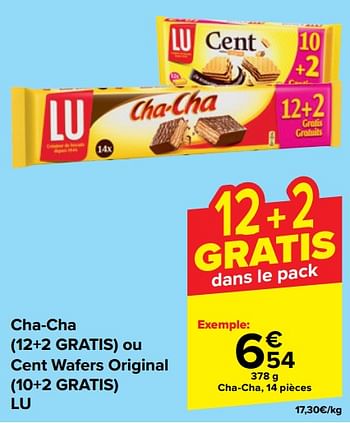 Promotions Cha-cha ou cent wafers original lu - Lu - Valide de 21/02/2024 à 03/04/2024 chez Carrefour