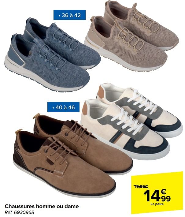 Tex Chaussures homme ou dame En promotion chez Carrefour