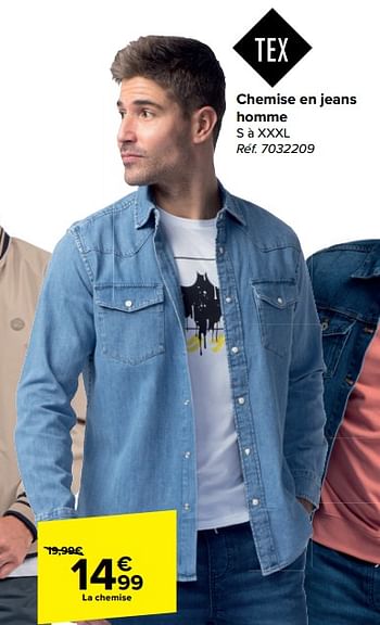 Promotions Chemise en jeans homme - Tex - Valide de 21/02/2024 à 03/04/2024 chez Carrefour