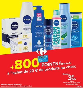 Promoties Déodorant en spray fresh active nivea men - Nivea - Geldig van 21/02/2024 tot 03/04/2024 bij Carrefour