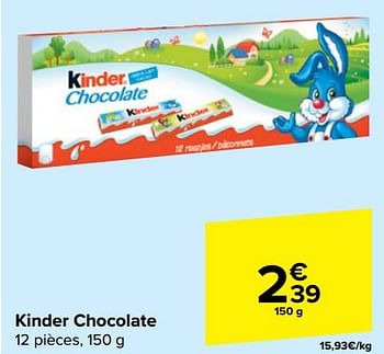 Promotions Kinder chocolate - Kinder - Valide de 21/02/2024 à 03/04/2024 chez Carrefour