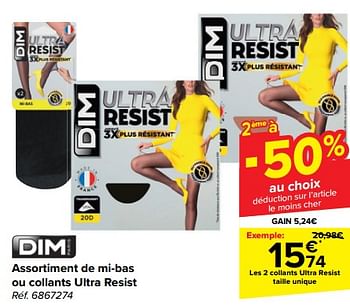 Promotions Les 2 collants ultra resist taille unique - Dim - Valide de 21/02/2024 à 03/04/2024 chez Carrefour