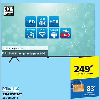 Promoties Metz led-tv 43muc6120z - Metz - Geldig van 21/02/2024 tot 03/04/2024 bij Carrefour