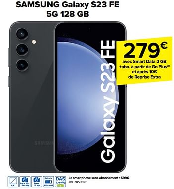 Promotions Samsung galaxy s23 fe 5g 128 gb - Samsung - Valide de 21/02/2024 à 03/04/2024 chez Carrefour