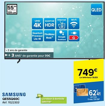Promoties Samsung qled-tv qe55q60c - Samsung - Geldig van 21/02/2024 tot 03/04/2024 bij Carrefour