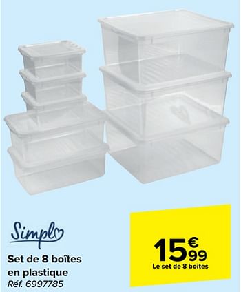 Promoties Set de 8 boîtes en plastique - Simpl - Geldig van 21/02/2024 tot 03/04/2024 bij Carrefour