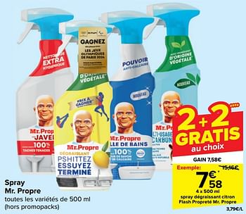 Promoties Spray dégraissant citron flash propreté mr. propre - Mr. Proper - Geldig van 21/02/2024 tot 03/04/2024 bij Carrefour