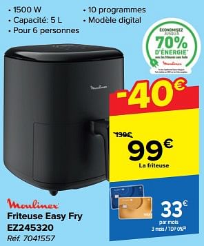 Promoties Moulinex friteuse easy fry ez245320 - Moulinex - Geldig van 21/02/2024 tot 03/04/2024 bij Carrefour