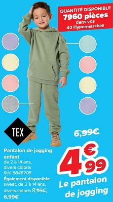 Promotions Pantalon de jogging enfant - Tex - Valide de 21/02/2024 à 03/04/2024 chez Carrefour