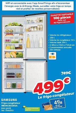 Promotions Samsung frigo-congélateur rb34c602esa - Samsung - Valide de 21/02/2024 à 03/04/2024 chez Carrefour