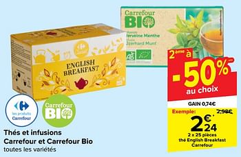 Promotions Thé english breakfast carrefour - Produit maison - Carrefour  - Valide de 21/02/2024 à 03/04/2024 chez Carrefour