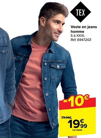 Promotions Veste en jeans homme - Tex - Valide de 21/02/2024 à 03/04/2024 chez Carrefour