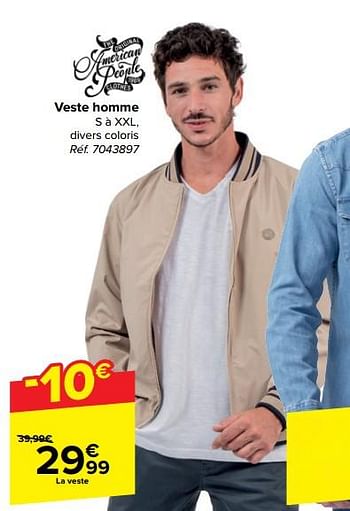 Promoties Veste homme - American People  - Geldig van 21/02/2024 tot 03/04/2024 bij Carrefour