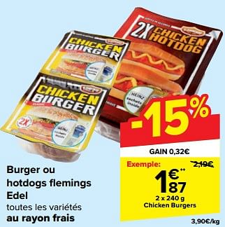Promoties Chicken burgers - Flemming's - Geldig van 21/02/2024 tot 03/04/2024 bij Carrefour