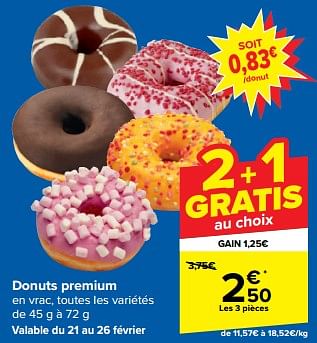 Promotions Donuts premium - Produit maison - Carrefour  - Valide de 21/02/2024 à 03/04/2024 chez Carrefour