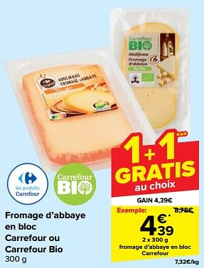 Promoties Fromage d’abbaye en bloc carrefour - Huismerk - Carrefour  - Geldig van 21/02/2024 tot 03/04/2024 bij Carrefour