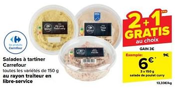 Promoties Salade de poulet curry - Huismerk - Carrefour  - Geldig van 21/02/2024 tot 03/04/2024 bij Carrefour