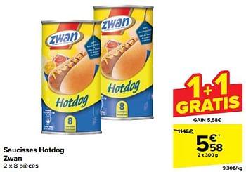 Promoties Saucisses hotdog zwan - Zwan - Geldig van 21/02/2024 tot 03/04/2024 bij Carrefour