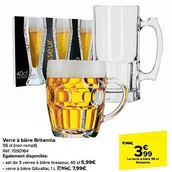 Promotions Verre à bière britannia - Produit maison - Carrefour  - Valide de 21/02/2024 à 03/04/2024 chez Carrefour