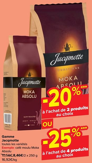 Promotions Café moulu moka absolu - JACQMOTTE - Valide de 21/02/2024 à 27/02/2024 chez Carrefour