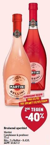 Promoties Bruisend aperitief bellini - Martini - Geldig van 22/02/2024 tot 28/02/2024 bij Delhaize