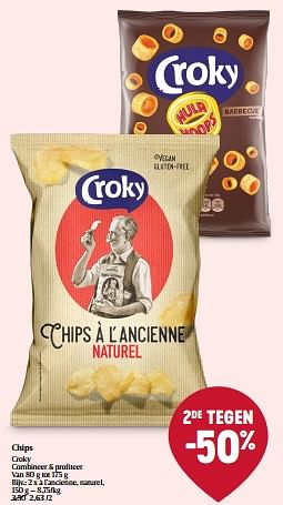Promoties Chips à l’ancienne, naturel - Croky - Geldig van 22/02/2024 tot 28/02/2024 bij Delhaize
