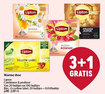 Promoties Warme thee yellow label - Lipton - Geldig van 22/02/2024 tot 28/02/2024 bij Delhaize