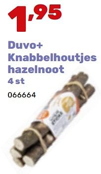 Promotions Duvo+ knabbelhoutjes hazelnoot - Duvo - Valide de 19/02/2024 à 30/03/2024 chez Happyland