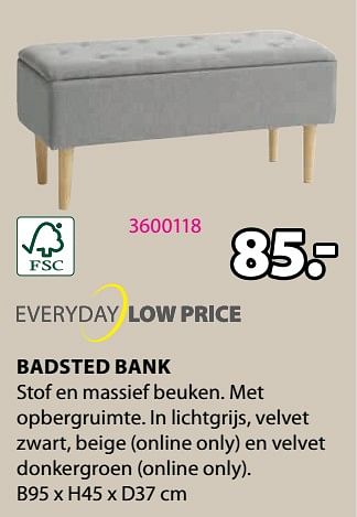 Promoties Badsted bank - Huismerk - Jysk - Geldig van 19/02/2024 tot 08/03/2024 bij Jysk