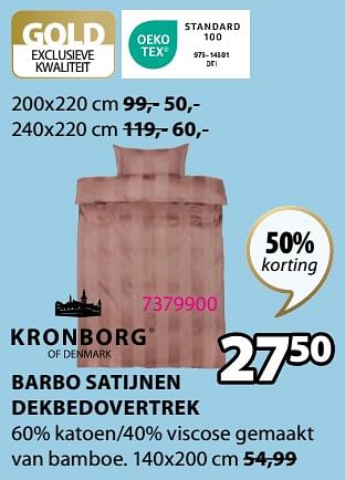 Promoties Barbo satijnen dekbedovertrek - Kronborg - Geldig van 19/02/2024 tot 08/03/2024 bij Jysk