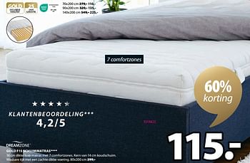 Promoties Gold f15 schuimmatras - DreamZone - Geldig van 19/02/2024 tot 08/03/2024 bij Jysk