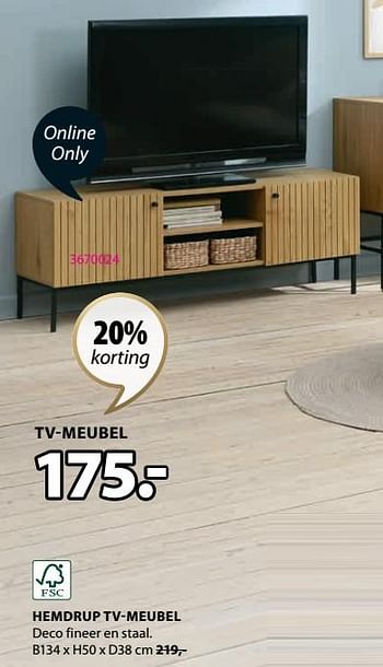 Promoties Hemdrup tv-meubel - Huismerk - Jysk - Geldig van 19/02/2024 tot 08/03/2024 bij Jysk